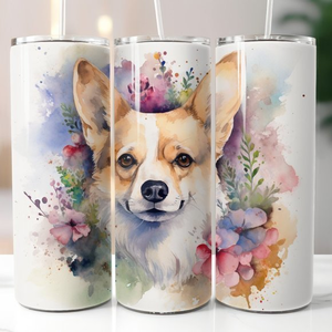 Corgi Dog 20oz Stainless Steel‎ Tumbler with Lid & Straw
